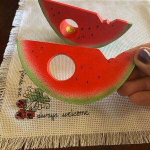 Vintage Wooden Watermelon Slice Napkin Rings